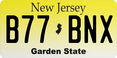 NJ license plate B77BNX