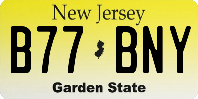 NJ license plate B77BNY