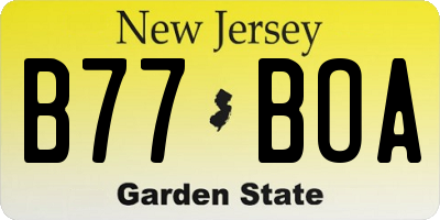 NJ license plate B77BOA