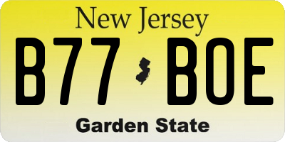 NJ license plate B77BOE
