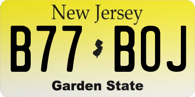 NJ license plate B77BOJ