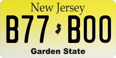 NJ license plate B77BOO