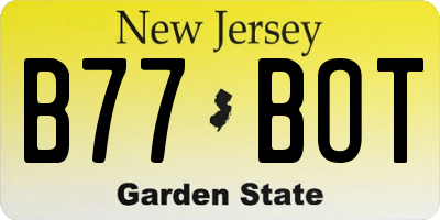NJ license plate B77BOT
