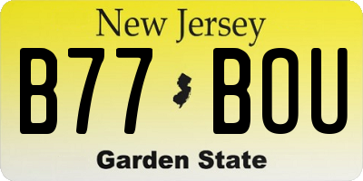 NJ license plate B77BOU