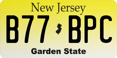 NJ license plate B77BPC