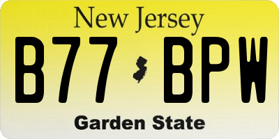 NJ license plate B77BPW