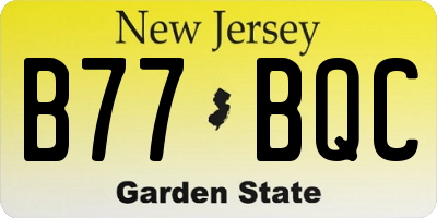 NJ license plate B77BQC