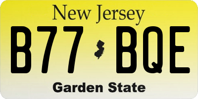 NJ license plate B77BQE