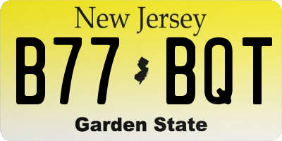 NJ license plate B77BQT