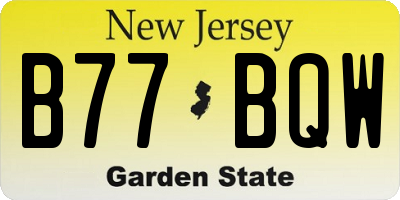 NJ license plate B77BQW