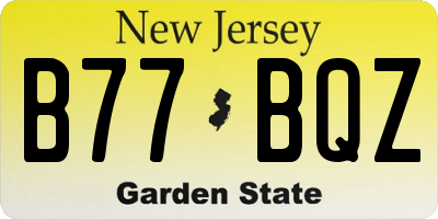 NJ license plate B77BQZ