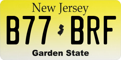 NJ license plate B77BRF