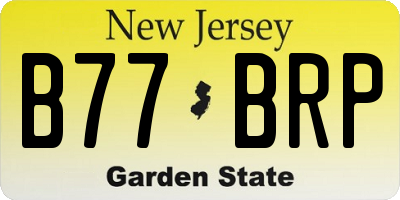 NJ license plate B77BRP