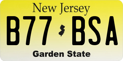 NJ license plate B77BSA