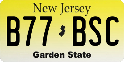 NJ license plate B77BSC