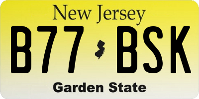 NJ license plate B77BSK