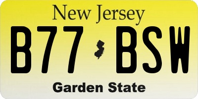 NJ license plate B77BSW