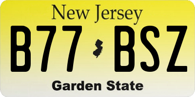 NJ license plate B77BSZ