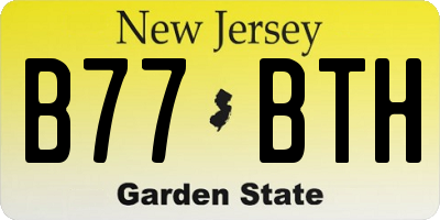 NJ license plate B77BTH