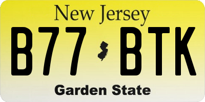 NJ license plate B77BTK