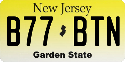 NJ license plate B77BTN