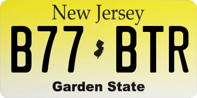 NJ license plate B77BTR