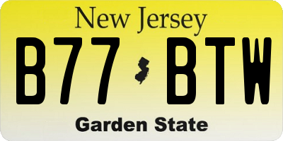 NJ license plate B77BTW