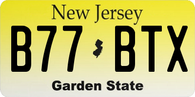 NJ license plate B77BTX