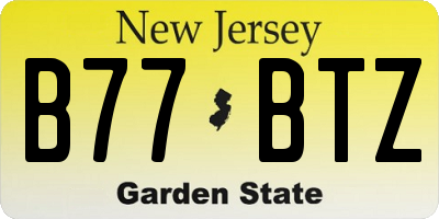 NJ license plate B77BTZ
