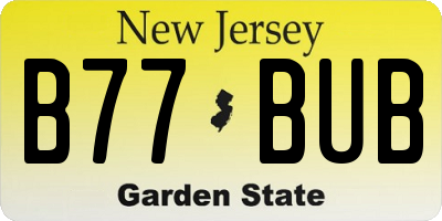NJ license plate B77BUB