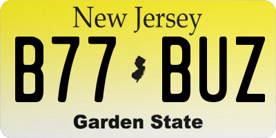 NJ license plate B77BUZ