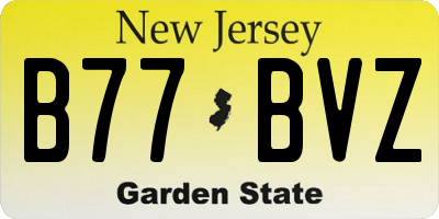 NJ license plate B77BVZ