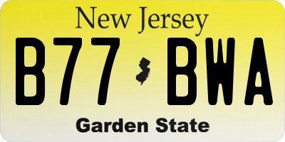 NJ license plate B77BWA