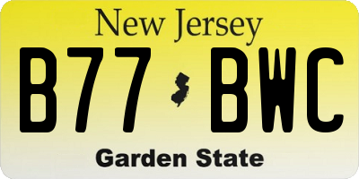 NJ license plate B77BWC