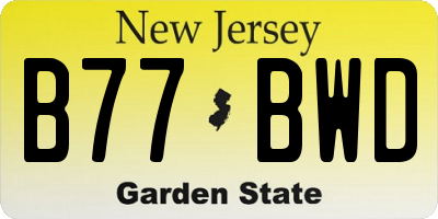 NJ license plate B77BWD
