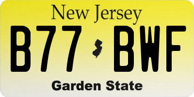 NJ license plate B77BWF
