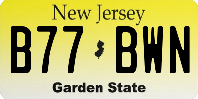 NJ license plate B77BWN