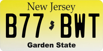 NJ license plate B77BWT