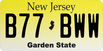 NJ license plate B77BWW