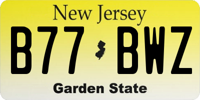 NJ license plate B77BWZ