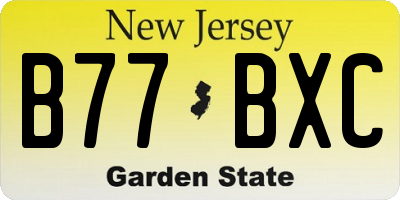 NJ license plate B77BXC