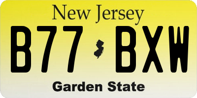 NJ license plate B77BXW