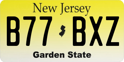 NJ license plate B77BXZ