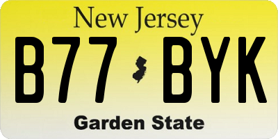 NJ license plate B77BYK