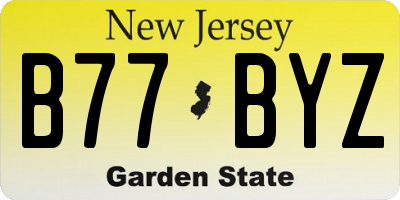 NJ license plate B77BYZ