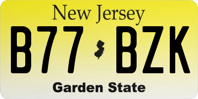 NJ license plate B77BZK