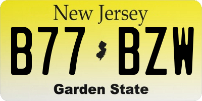 NJ license plate B77BZW