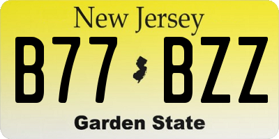 NJ license plate B77BZZ