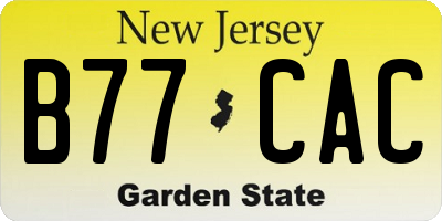 NJ license plate B77CAC