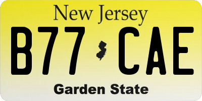 NJ license plate B77CAE